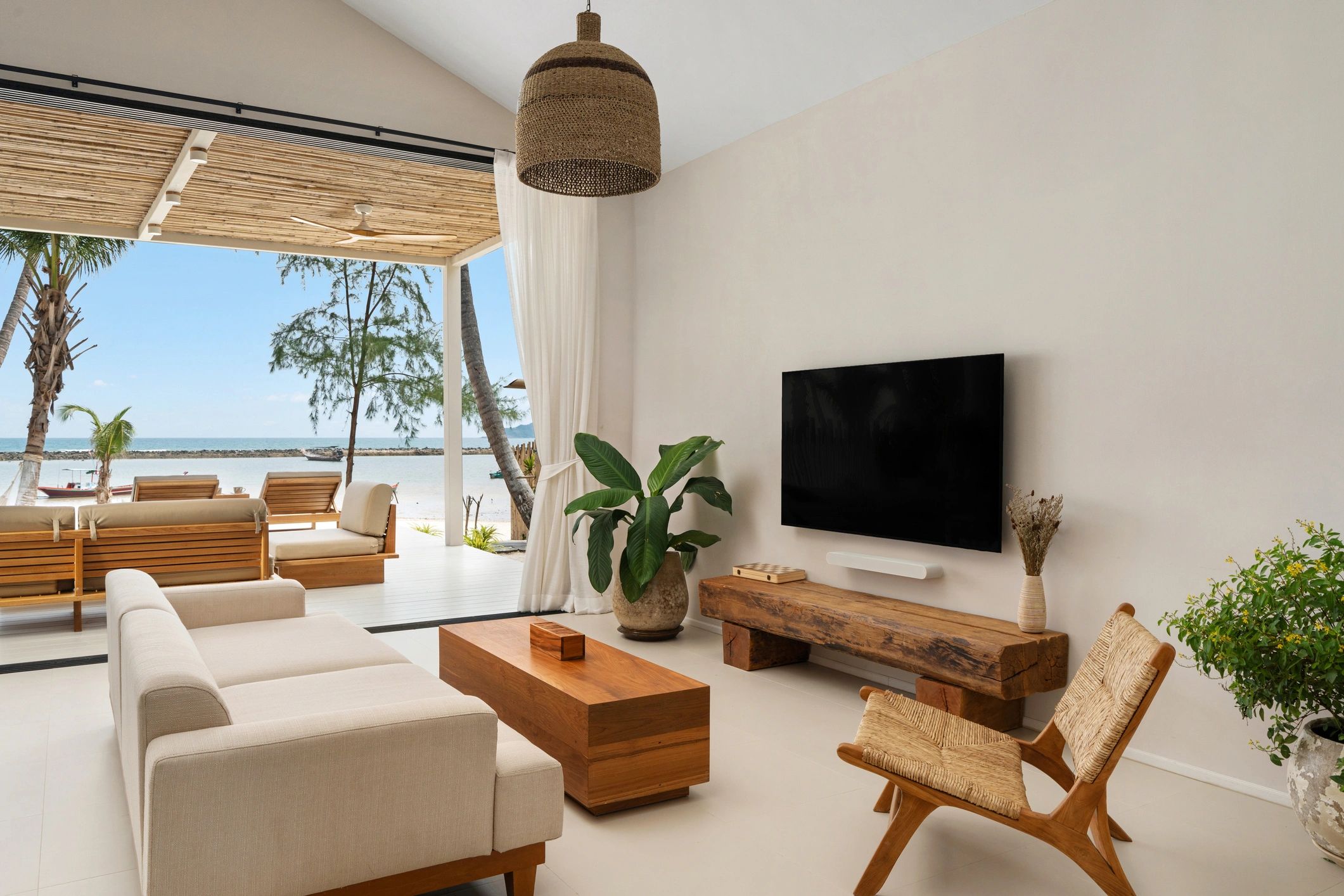 Modern living room suited for home audio installation